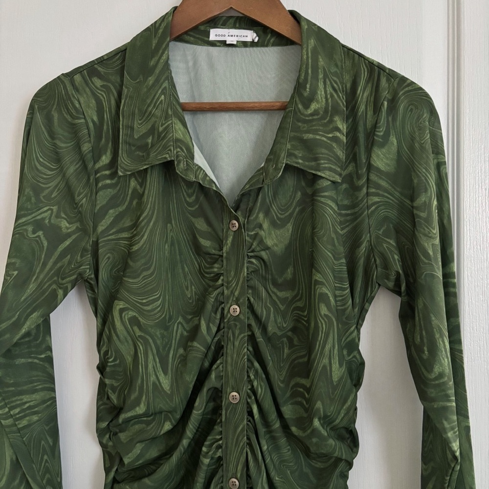 Good American Pesto Swirl Bodycon Mini Dress Sz 3 Large - Picture 3 of 9